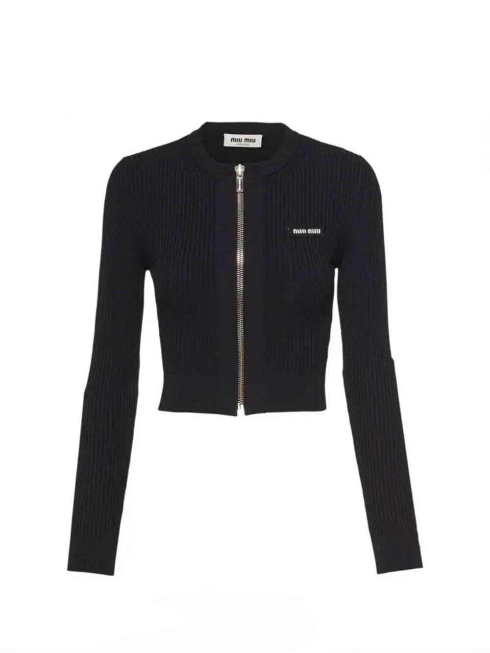 miu miu logo zip cardigan